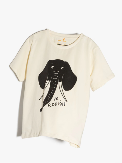 Shop Mini Rodini Elephant-print Organic Cotton T-shirt In White