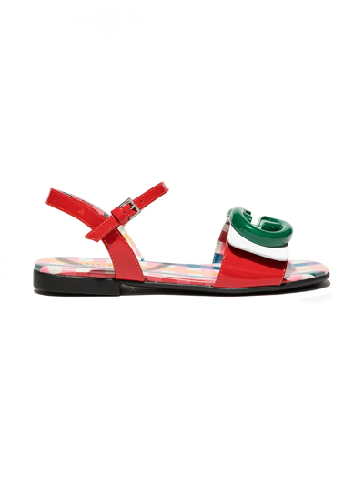 Shop Gucci Interlocking G Leather Sandals In Red