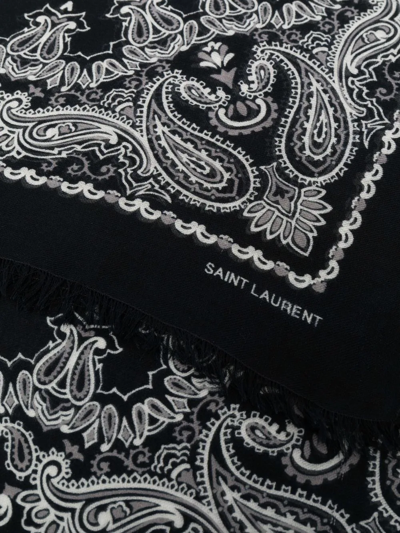 Shop Saint Laurent Paisley-printed Scarf In Black