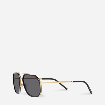 Dolce & Gabbana Gros Grain Sunglasses In Gold And Black