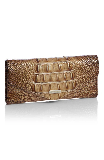 Shop Brahmin Veronica Melbourne Croc Embossed Leather Envelope Wallet In Teak