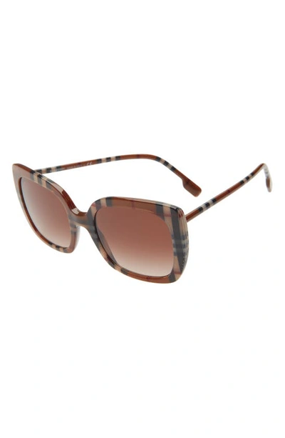 Shop Burberry 54mm Gradient Square Sunglasses In Check Brown/ Gradient Brown