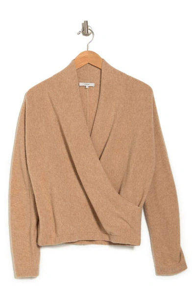 Shop Vince Wrap Front Cashmere Sweater In Desert Clay