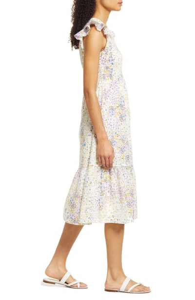 Shop 1.state Smocked Bodice Cotton Midi Dress In White Floral