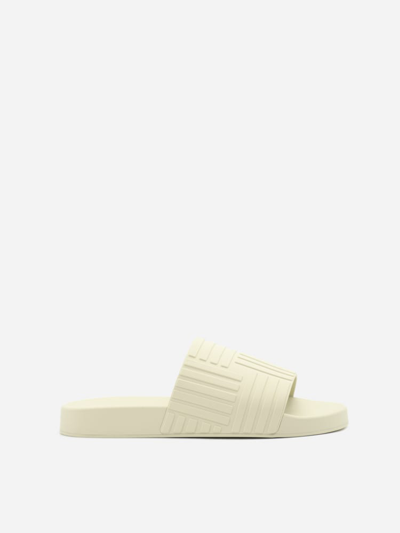 Shop Bottega Veneta Rubber Resort Slides In Sea Salt