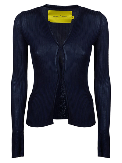 Shop Marques' Almeida Fitted Cardigan In Navy