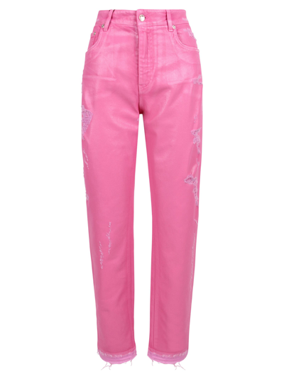 Shop Dolce & Gabbana Retro Glamour Cotton Jeans In Pink