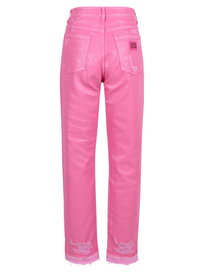 Shop Dolce & Gabbana Retro Glamour Cotton Jeans In Pink