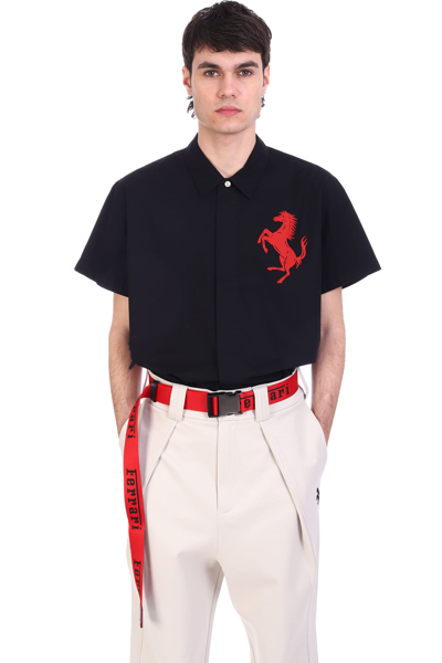 Shop Ferrari Shirt In Black Cotton