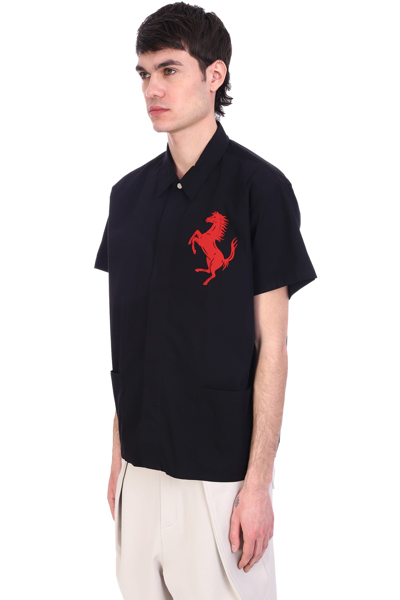 Shop Ferrari Shirt In Black Cotton