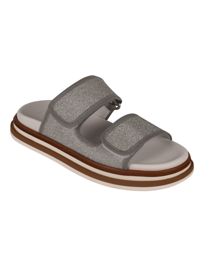 Shop Hogan H605 Sandals In Silver