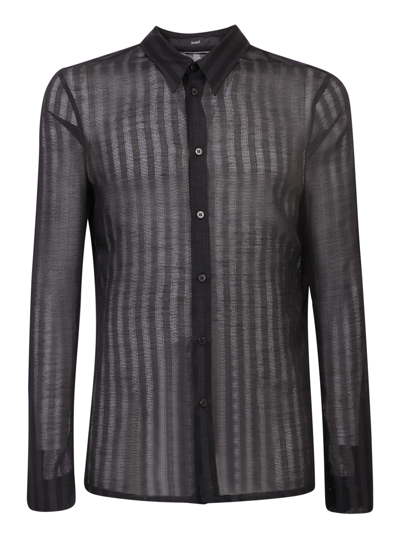 Shop Sapio Semi Sheer Striped Shirt In Black