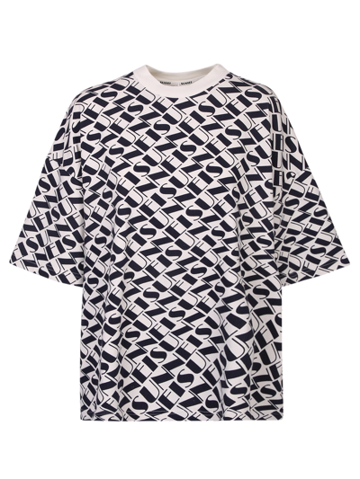 Shop Sunnei Logo Print All-over T-shirt In White