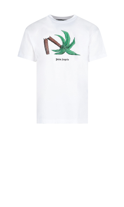 Shop Palm Angels T-shirt In White