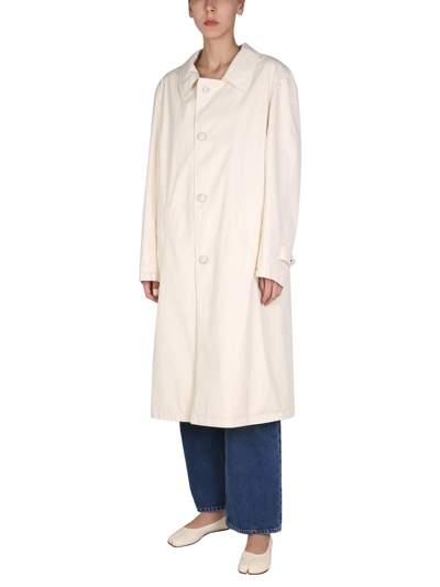 Shop Maison Margiela Single-breasted Trench In Bianco