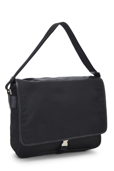 Pre-owned Prada Black Tessuto Messenger 