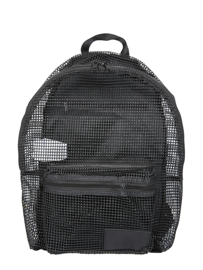 Shop Msgm Mesh Backpack In Nero