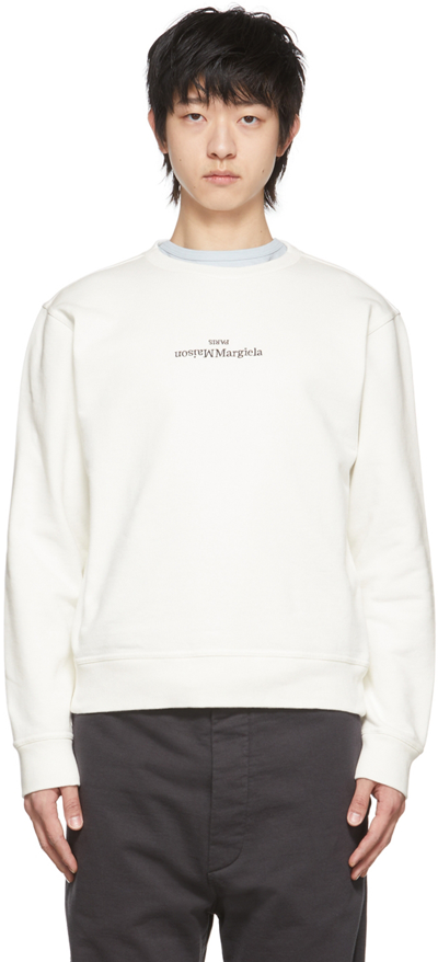 Shop Maison Margiela White Cotton Sweatshirt In 961 White