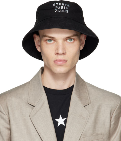 Etudes Studio Black Training Stencil Bucket Hat In Black