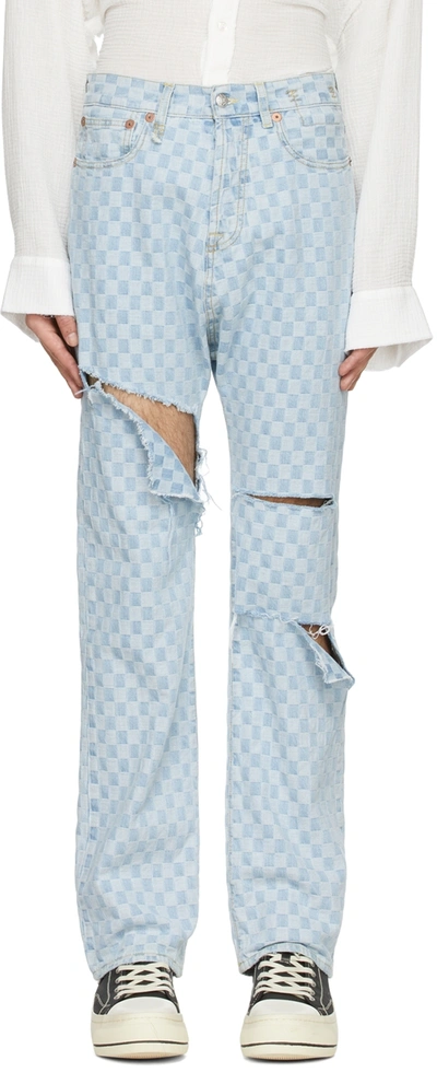 Shop R13 Blue Izzy Jeans In Checkerboard