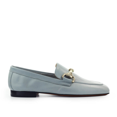 Shop Doucal's Light Blue Loafer With Gold Logo