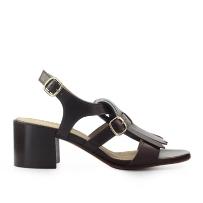 Shop Doucal's Dark Brown Heeled Sandal