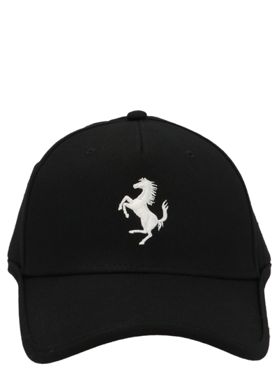 Ferrari Logo-embroidered Curved-brim Recycled-polyester Baseball Cap In Black
