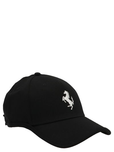 Ferrari Logo-embroidered Curved-brim Recycled-polyester Baseball Cap In Black