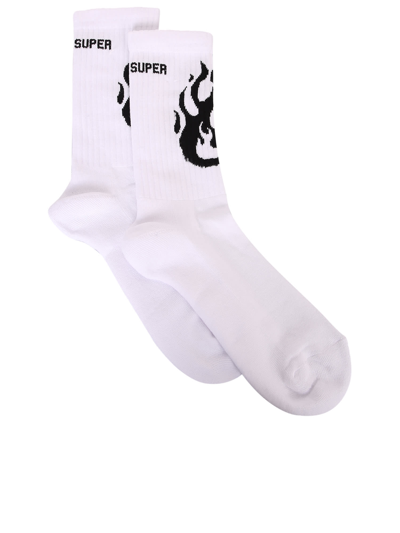 Shop Vision Of Super Flame-print Socks In White