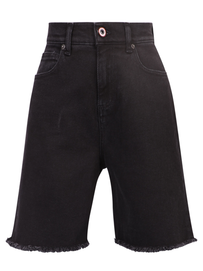 Shop Vision Of Super Raw-cut Denim Shorts In Black