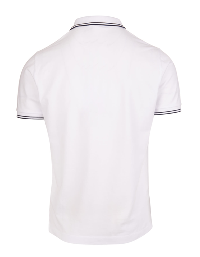 Shop Stone Island Man White Stretch Piquet Polo Shirt