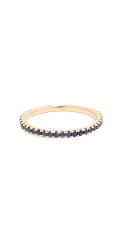 Shop Ef Collection 14k Gold Blue Sapphire Eternity Stack Ring In 14k Yellow Gold