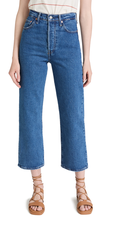 Shop Levi's Ribcage Straight Ankle Jeans In Jazz Pop