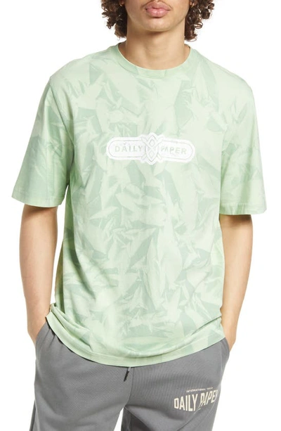 Shop Daily Paper Menef Graphic Tee In Green Crease Dye