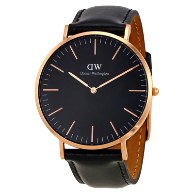 Shop Daniel Wellington Classic Sheffield Black Dial 40 Mm Watch Dw00100127 In Black,gold Tone,pink,rose Gold Tone