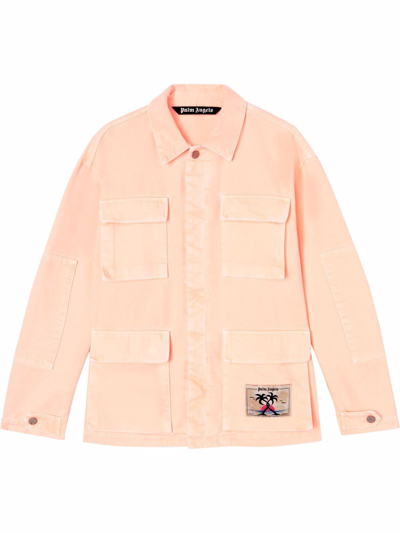 Shop Palm Angels Denim Jacket In Orange