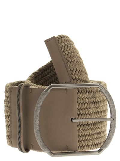 Shop Brunello Cucinelli High Braided Belt With Shiny Loop In Rope