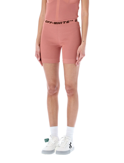 Shop Off-white Logo Band Shorts In Nude