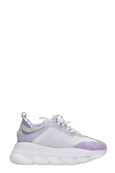 Shop Versace Chain Reaction Sneakers In Viola Synthetic Fibers