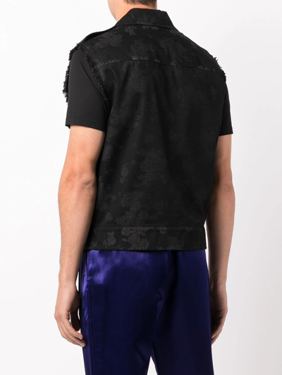 Saint Laurent Linen And Cotton Gabardine Sleeveless Jacket In Black