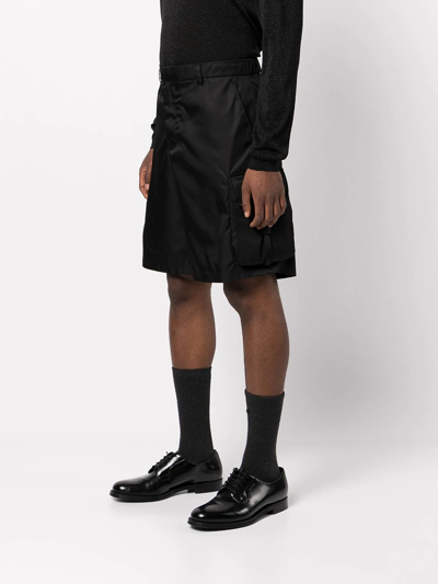 Shop Prada Buckle-pocket Shorts In Black