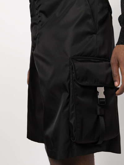 Shop Prada Buckle-pocket Shorts In Black