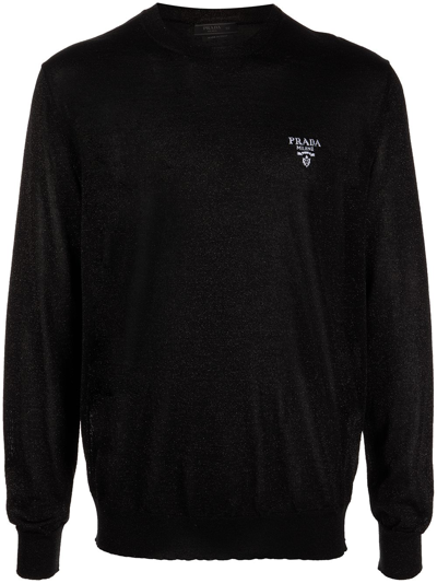 Shop Prada Logo-embroidered Jumper In Black