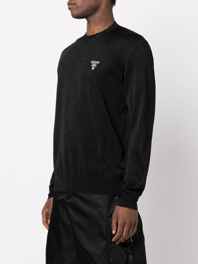 Shop Prada Logo-embroidered Jumper In Black