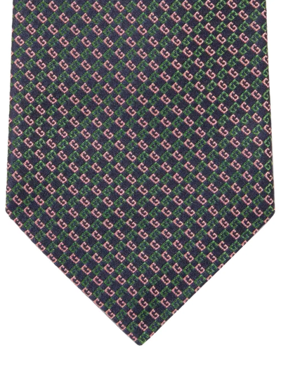 Shop Gucci Geometric G Pattern Silk Tie In Blue