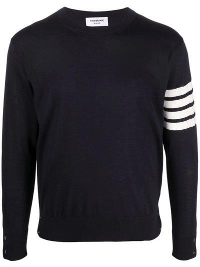Shop Thom Browne 4-bar Knitted Jumper In Blue