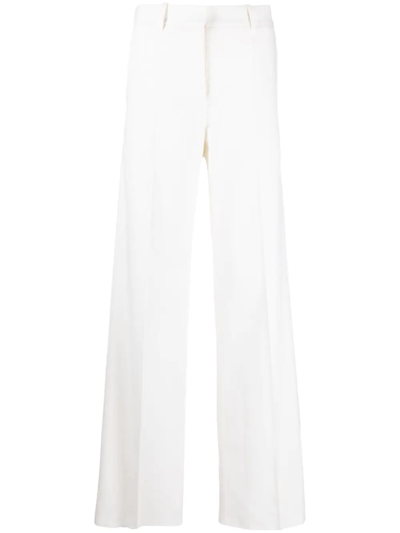 Shop Valentino High-waisted Tailored Trousers In White
