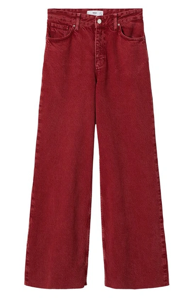 Shop Mango High Waist Wide Leg Jeans In Red