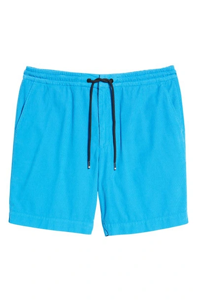 Shop Hugo Boss Banks Slim Fit Corduroy Drawstring Shorts In Bright Blue