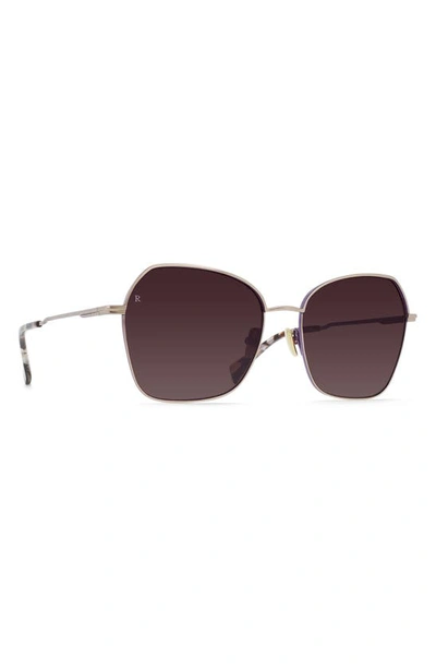 Raen Zhana 57mm Tinted Aviator Sunglasses In Satin Rose Gold / Solaris